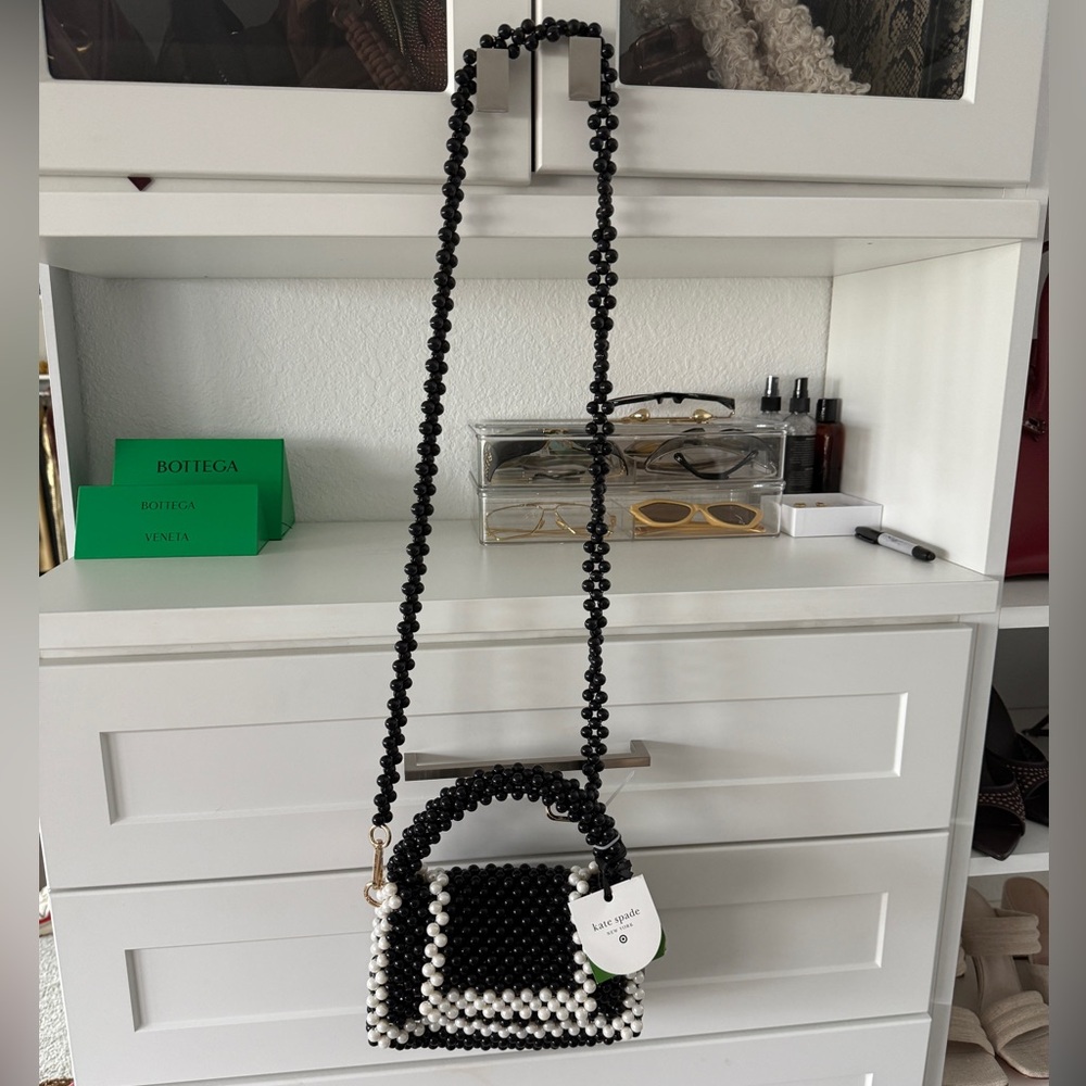Black and White Beaded Handbag